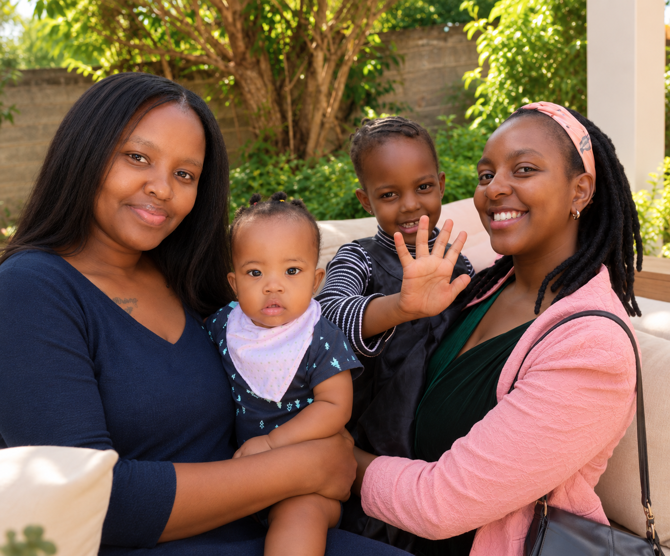 Josie with her daughter Avery, and Lynn with her daughter Pendo